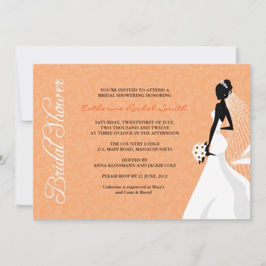 Elegent Silhouette Bridal Shower Invitation Kaart (Voorkant)