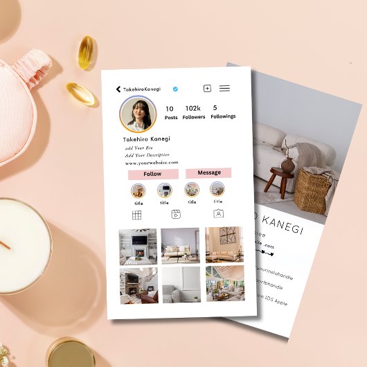 Elegent Social Media Instagram Interieurontwerper Visitekaartje