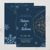 Elegent winter bruiloft kaart (Voorkant / Achterkant)