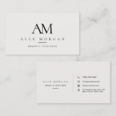 Elegent wit monogram minimalist professionele kaar visitekaartje (Voorkant / Achterkant)