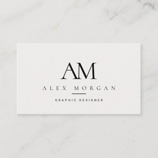 Elegent wit monogram minimalist professionele kaar visitekaartje (Voorkant)