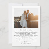 Elegente simpele foto van getrouwd stel feestdagenkaart (Achterkant)