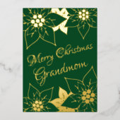 Elegnat Groen Vrolijk Kerstfeest Grootmoeder Folie Feestdagenkaart (Voorkant)