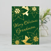 Elegnat Groen Vrolijk Kerstfeest Grootmoeder Folie Feestdagenkaart (Staand Voorkant)