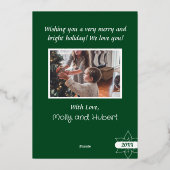 Elegnat Groen Vrolijk Kerstfeest Grootmoeder Folie Feestdagenkaart (Achterkant)