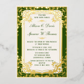 Elegrant Groene Bruiloft Folie Uitnodiging (Voorkant)