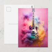 Elektische Gitarre in bunter Farbwolke Briefkaart (Voorkant / Achterkant)