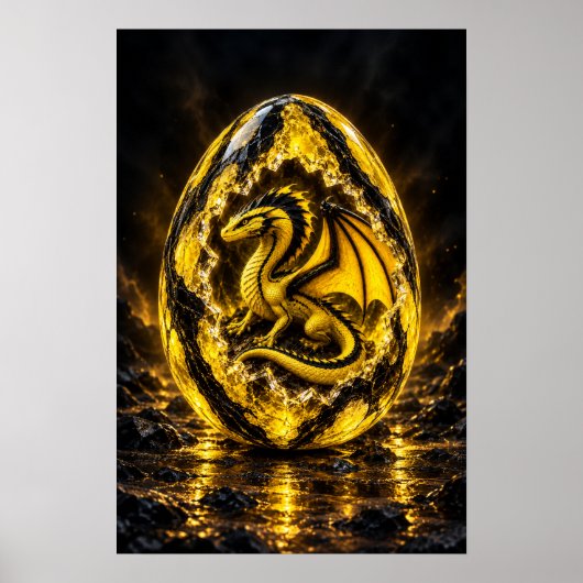 Elektric Yellow Draken Ei Poster (Voorkant)
