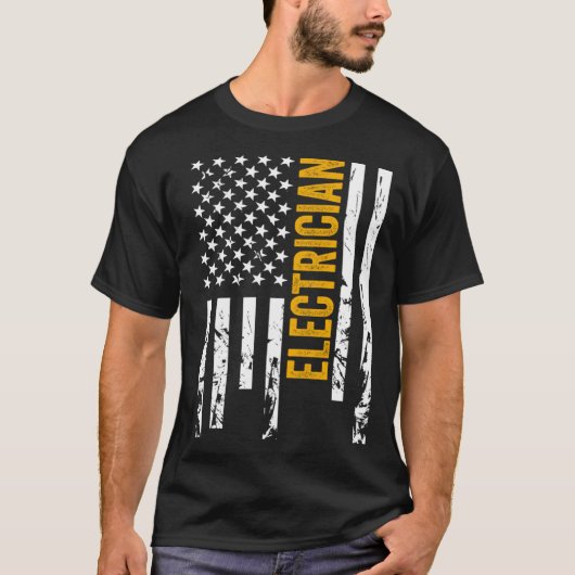 Elektricien Amerikaanse vlag Patriottische Lineman T-shirt (Voorkant)