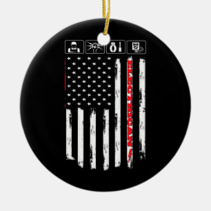 Elektricien Amerikaanse Vlag Patriottische Technic Keramisch Ornament