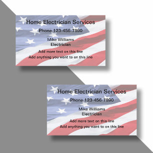 Elektricien Amerikaanse Vlag Tweezijdige Zakelijke Visitekaartje