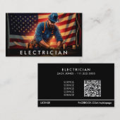 *~* Elektricien AP75 Foto QR Patriottisch Visitekaartje (Voorkant / Achterkant)