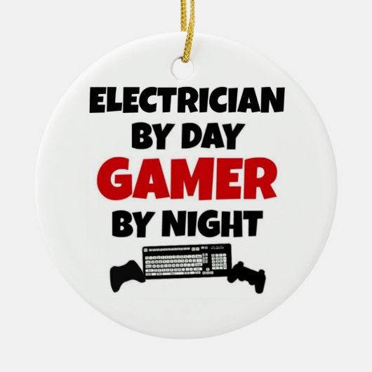 Elektricien bij Day Gamer by Night Keramisch Ornament (Voorkant)