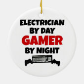 Elektricien bij Day Gamer by Night Keramisch Ornament (Achterkant)