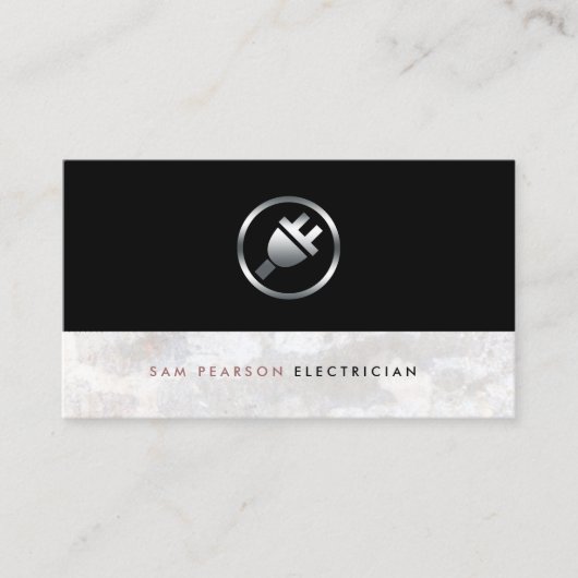 Elektricien Bold Zilver Elektrische Plug Icon Eleg Visitekaartje (Voorkant)
