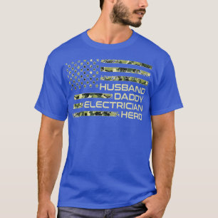 Elektricien Camouflage Amerikaanse vlag Vaders Dag T-shirt