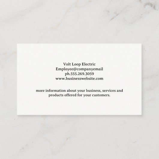 Elektricien die met Draadjes in Fuse Box werkt Visitekaartje (Achterkant)