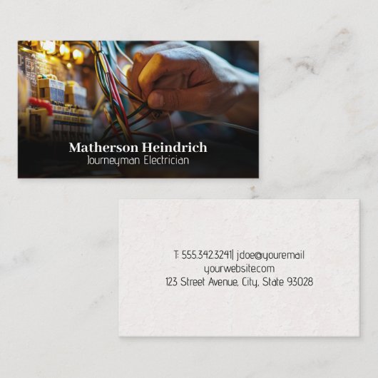 Elektricien die met Draden werken Visitekaartje (Voorkant / Achterkant)