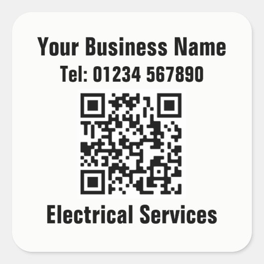 Elektricien Electrical Services QR-code Vierkante Sticker (Voorkant)