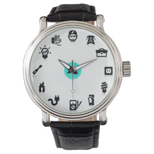 Elektricien Electrical Work Iconen Blue Dot Watch Horloge