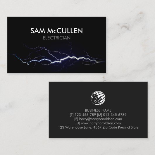 Elektricien elektrisch aannemer Visitekaartje (Voorkant / Achterkant)