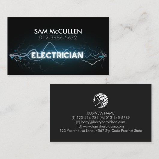 Elektricien elektrisch aannemer Visitekaartje (Voorkant / Achterkant)