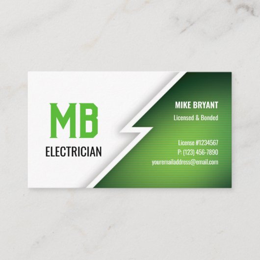 Elektricien/Elektrisch Bedrijf Visitekaartje - GRO (Voorkant)