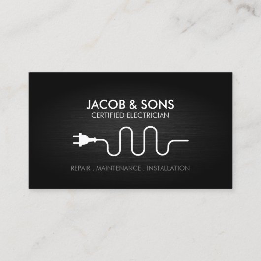 Elektricien Elektrische Aannemer Faux Metal Visitekaartje (Voorkant)