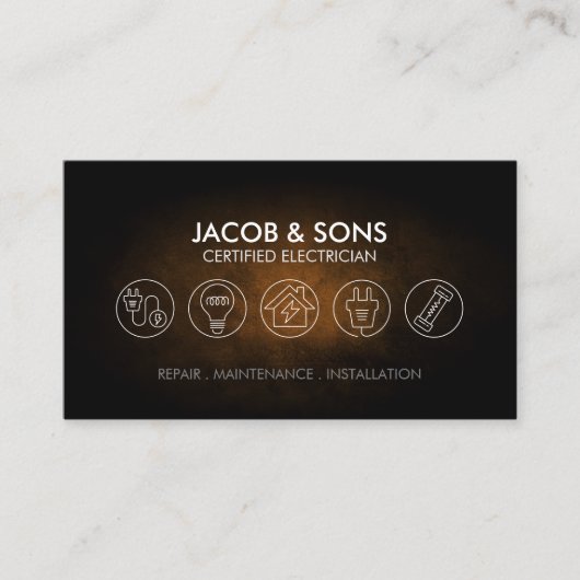 Elektricien Elektrische Aannemer Koper Grunge Visitekaartje (Voorkant)