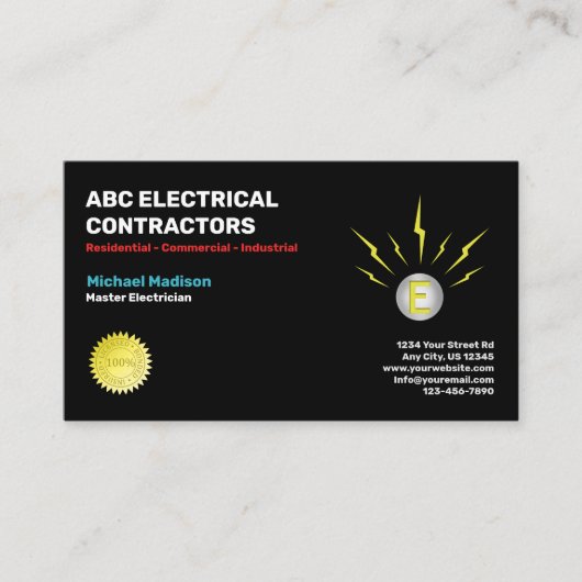 elektricien | Elektrische contractant Visitekaartje (Voorkant)