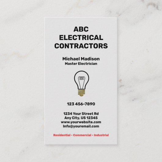 elektricien | Elektrische contractant Visitekaartje (Achterkant)