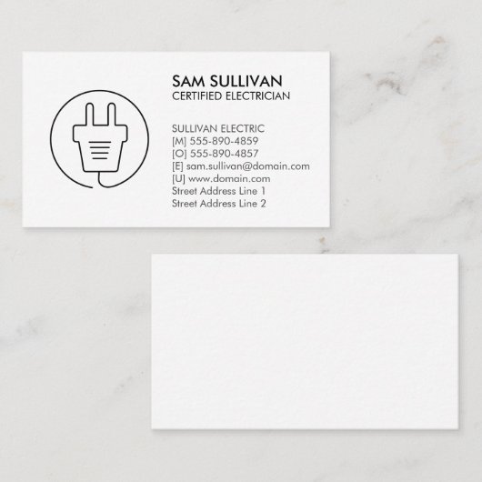Elektricien Elektroaannemer Visitekaartje (Voorkant / Achterkant)