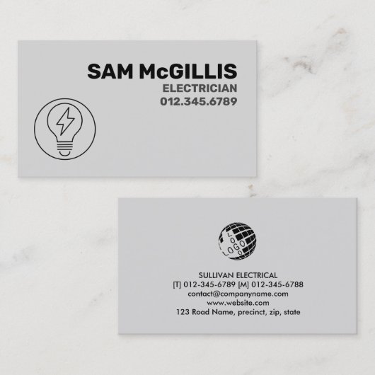 Elektricien Elektroaannemer Visitekaartje (Voorkant / Achterkant)