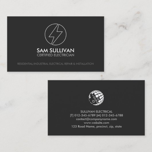 Elektricien Elektroaannemer Visitekaartje (Voorkant / Achterkant)