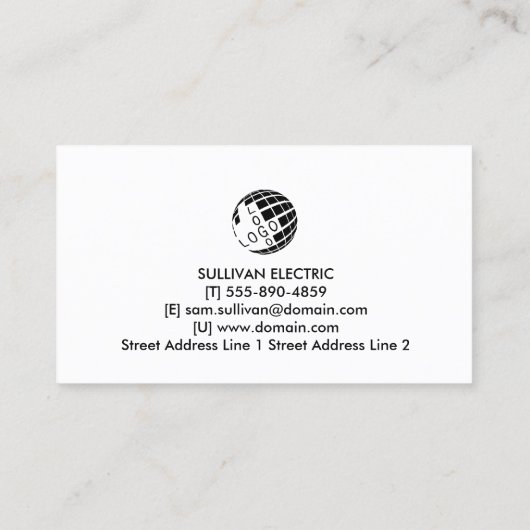 Elektricien Elektroaannemer Visitekaartje (Achterkant)