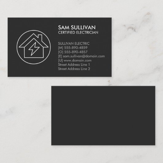 Elektricien Elektroaannemer Visitekaartje (Voorkant / Achterkant)
