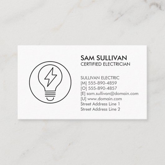 Elektricien Elektroaannemer Visitekaartje (Voorkant)