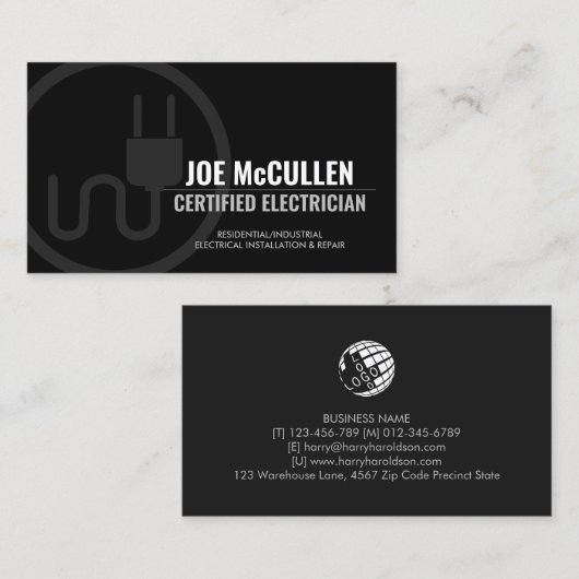 Elektricien Elektroaannemer Visitekaartje (Voorkant / Achterkant)