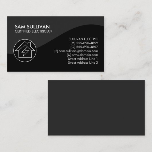 Elektricien Elektroaannemer Visitekaartje (Voorkant / Achterkant)