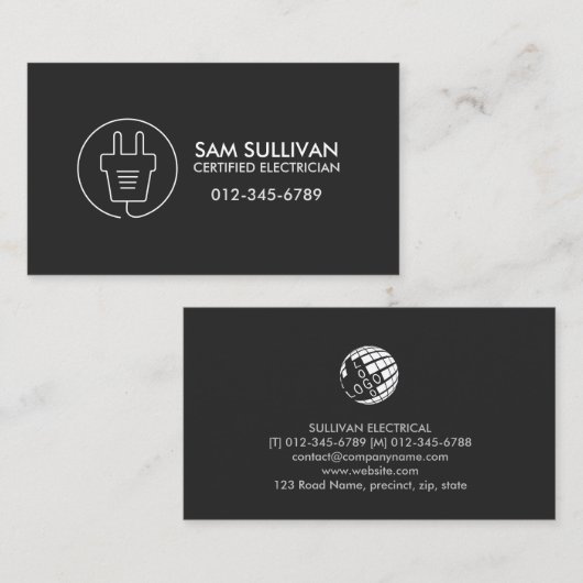 Elektricien Elektroaannemer Visitekaartje (Voorkant / Achterkant)