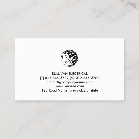 Elektricien Elektroaannemer Visitekaartje (Achterkant)