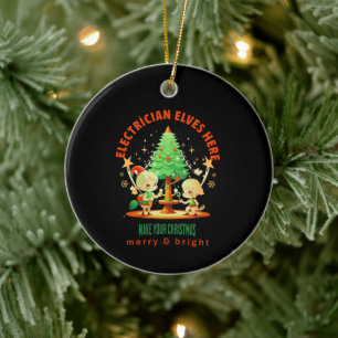 ELEKTRICIEN ELVES HIER KERAMISCH ORNAMENT