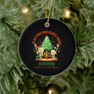 ELEKTRICIEN ELVES HIER KERAMISCH ORNAMENT