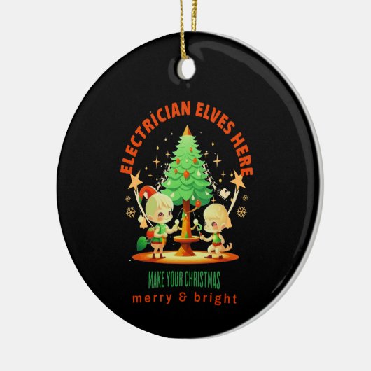 ELEKTRICIEN ELVES HIER KERAMISCH ORNAMENT (Links)