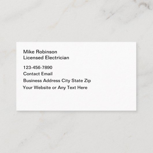 Elektricien Energie Visitekaartjes (Achterkant)