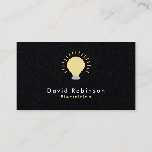 Elektricien Gloeilamp Bruin Luxe Zwart Visitekaartje (Voorkant)
