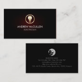 Elektricien Home Repair Bulb Icon Red Glow Visitekaartje (Voorkant / Achterkant)