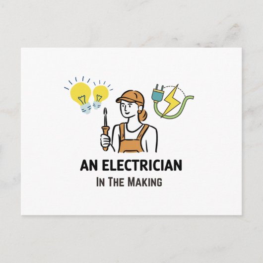Elektricien in de maak briefkaart (Voorkant)