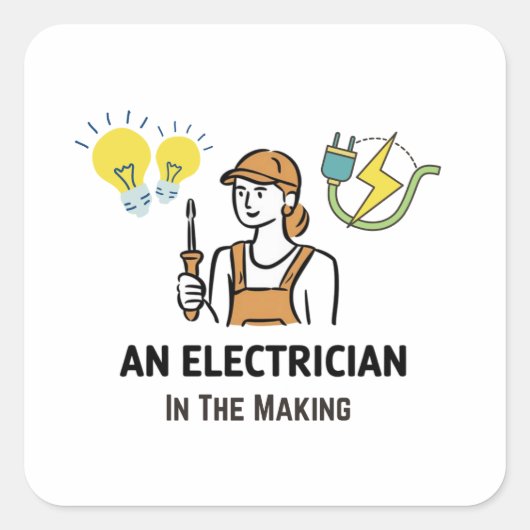 Elektricien in de maak vierkante sticker (Voorkant)