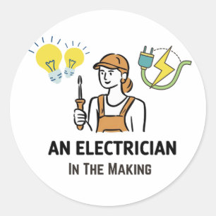 Elektricien in opleiding ronde sticker